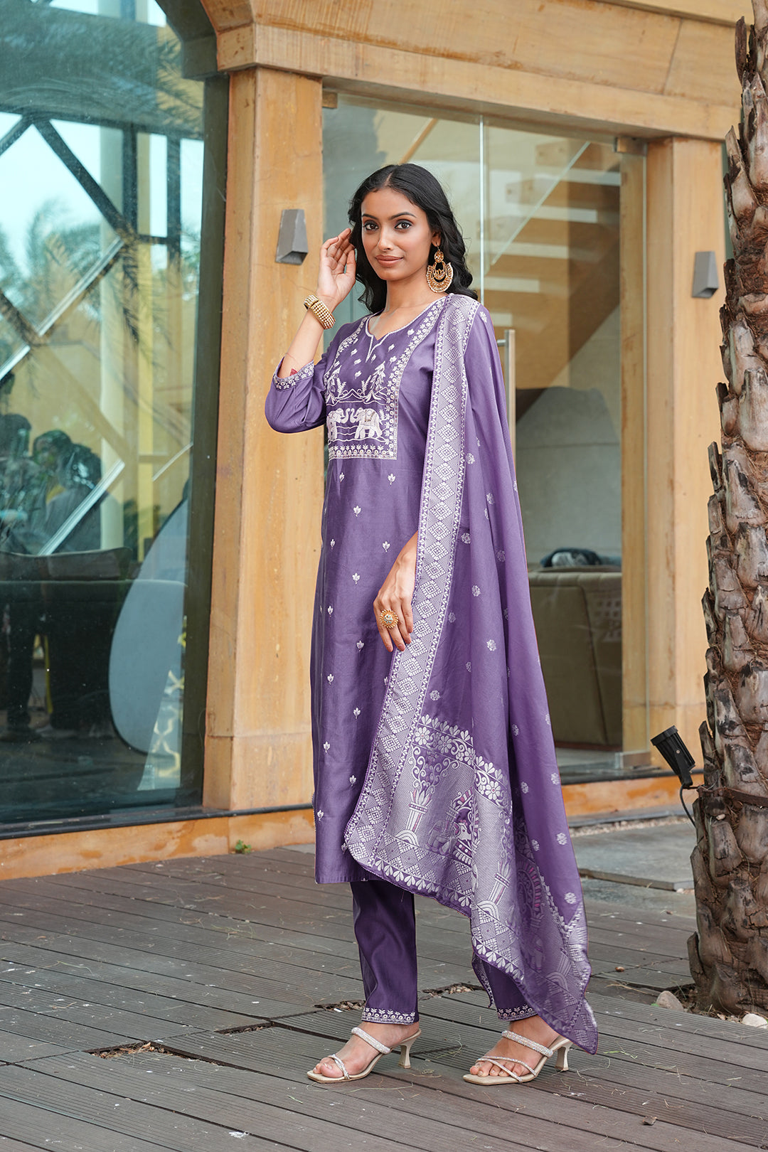 Jyoti Fashion Purple Vatican Embroidered Designer Kurta Set with Dupatta - Distacart