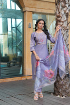 Jyoti Fashion Grey Vatican Embroidered Designer Kurta Set with Dupatta - Distacart