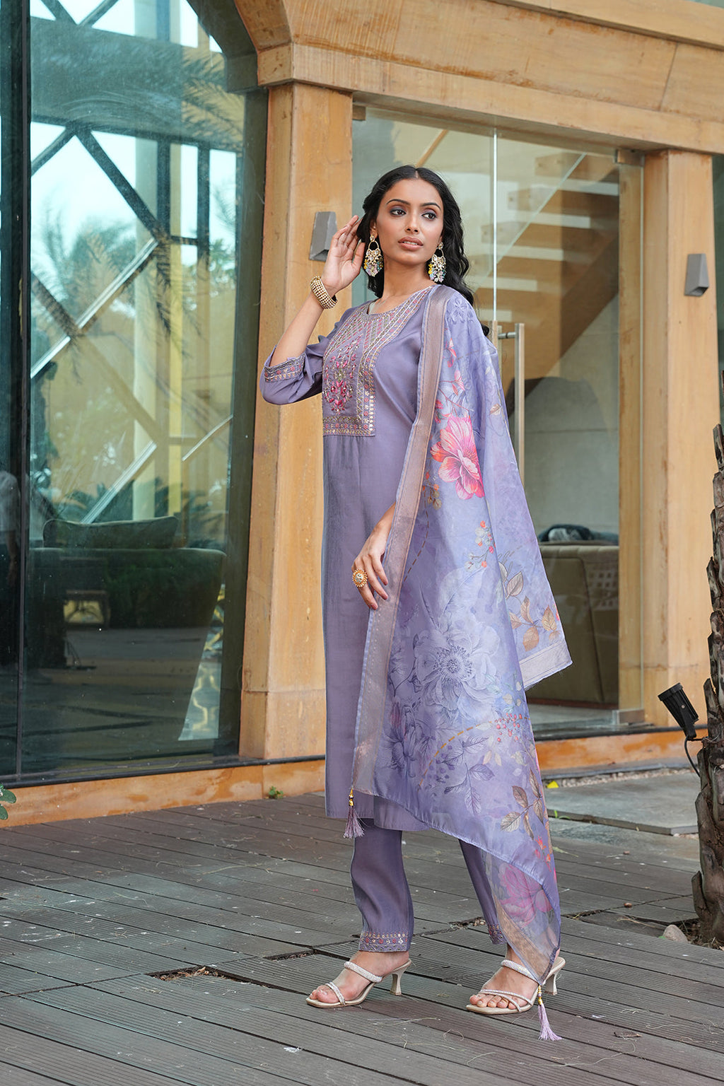 Jyoti Fashion Grey Vatican Embroidered Designer Kurta Set with Dupatta - Distacart