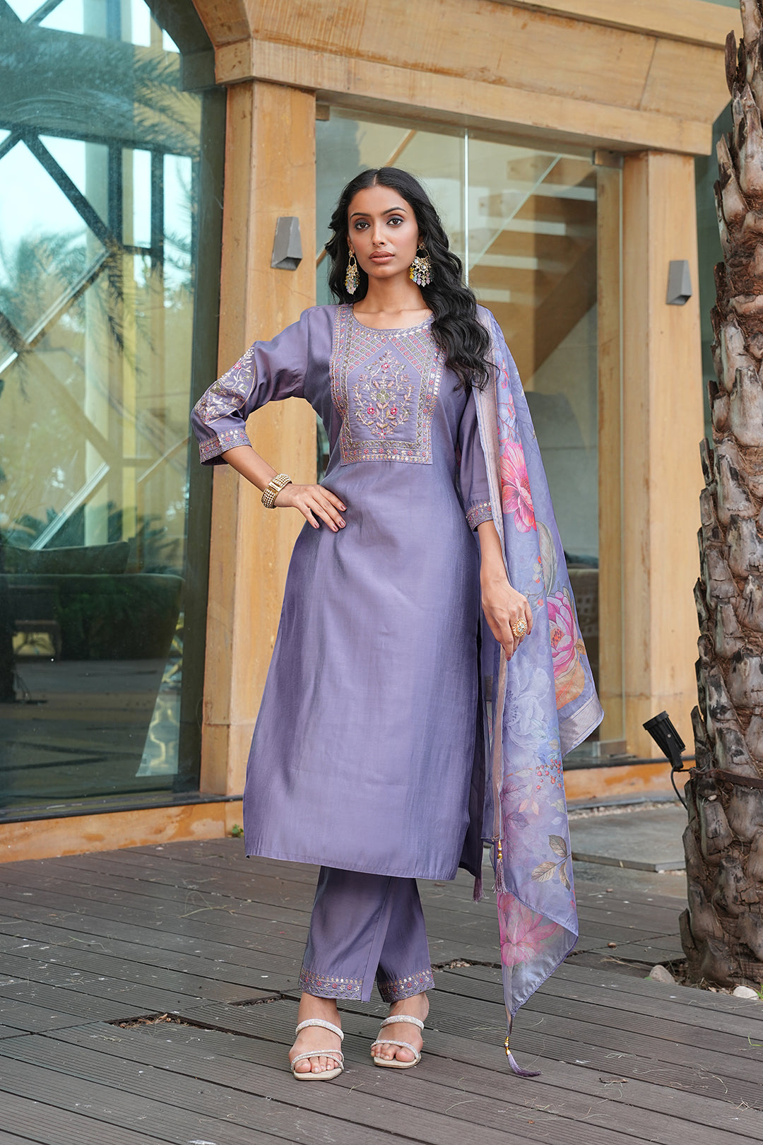 Jyoti Fashion Grey Vatican Embroidered Designer Kurta Set with Dupatta - Distacart