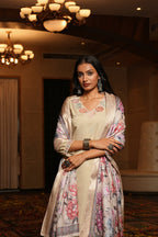 Jyoti Fashion Cream Cotton Silk Embroidered Designer Kurta Set with Dupatta - Distacart