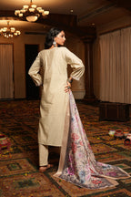 Jyoti Fashion Cream Cotton Silk Embroidered Designer Kurta Set with Dupatta - Distacart