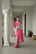 Jyoti Fashion Women's Pista Green Soft Tussar Silk Ikkat Printed Saree with Blouse - Distacart