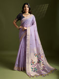 Jyoti Fashion Women's Purple Soft Muga Cotton Paithani Zari Woven Saree with Blouse - Distacart