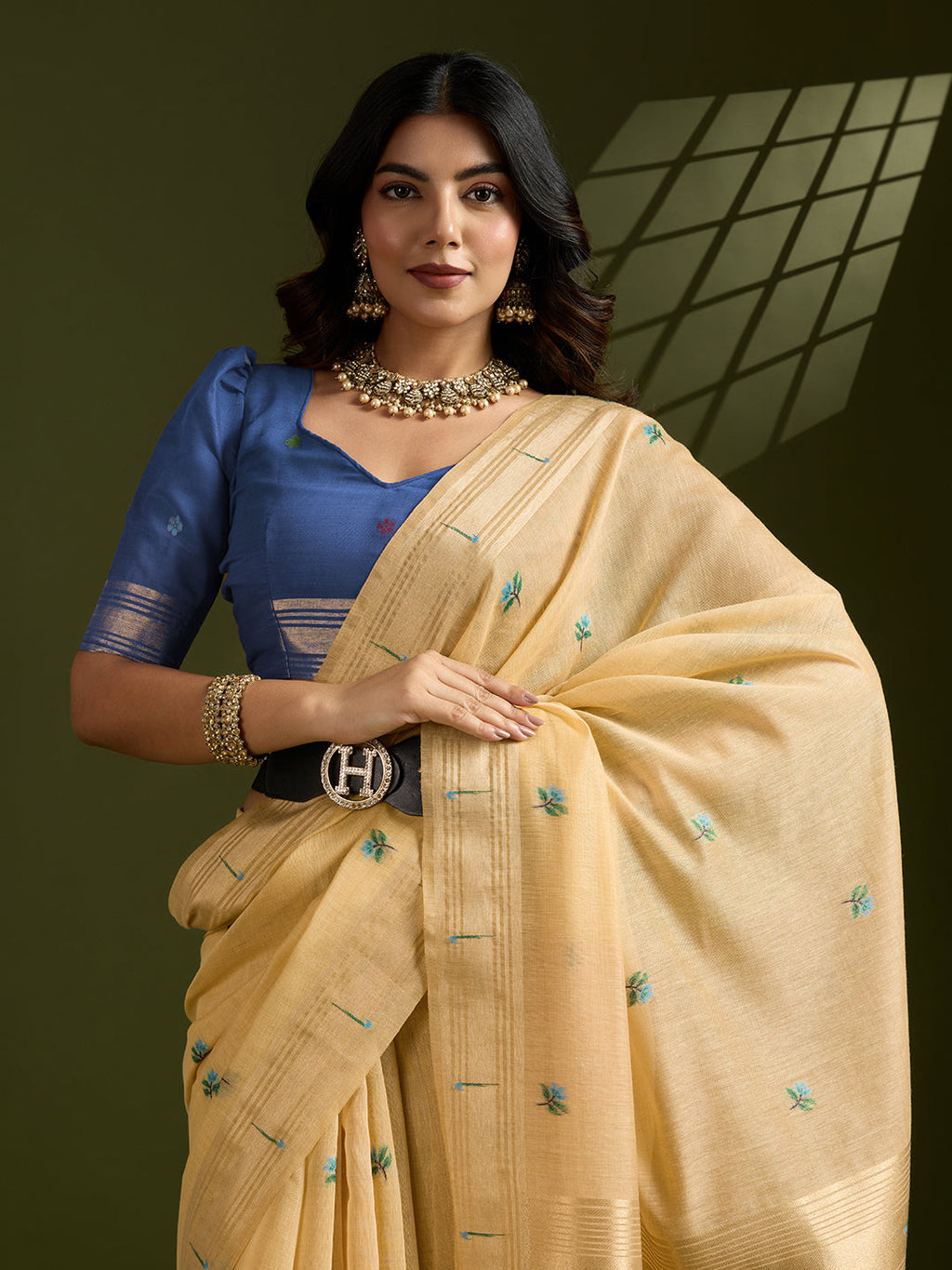 Jyoti Fashion Women's Yellow Soft Muga Cotton Paithani Zari Woven Saree with Blouse - Distacart