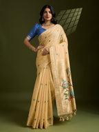 Jyoti Fashion Women's Yellow Soft Muga Cotton Paithani Zari Woven Saree with Blouse - Distacart
