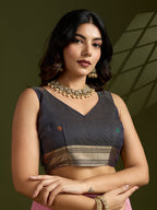 Jyoti Fashion Women's Pink Soft Muga Cotton Paithani Zari Woven Saree with Blouse - Distacart