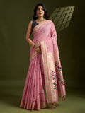 Jyoti Fashion Women's Pink Soft Muga Cotton Paithani Zari Woven Saree with Blouse - Distacart