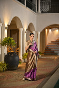 Jyoti Fashion Women's Purple Soft Khadi Raw Silk Zari Woven Saree with Blouse - Distacart