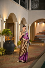 Jyoti Fashion Women's Purple Soft Khadi Raw Silk Zari Woven Saree with Blouse - Distacart