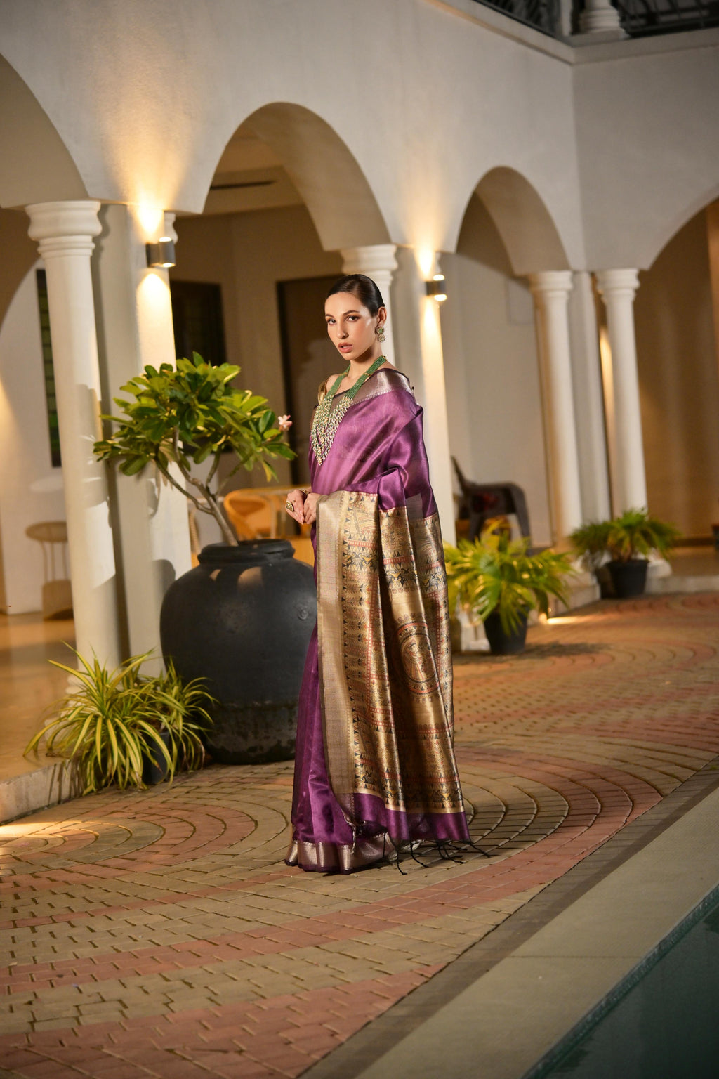 Jyoti Fashion Women's Purple Soft Khadi Raw Silk Zari Woven Saree with Blouse - Distacart