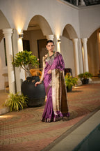 Jyoti Fashion Women's Purple Soft Khadi Raw Silk Zari Woven Saree with Blouse - Distacart