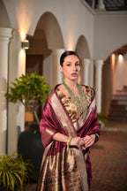 Jyoti Fashion Women's Maroon Soft Khadi Raw Silk Zari Woven Saree with Blouse - Distacart