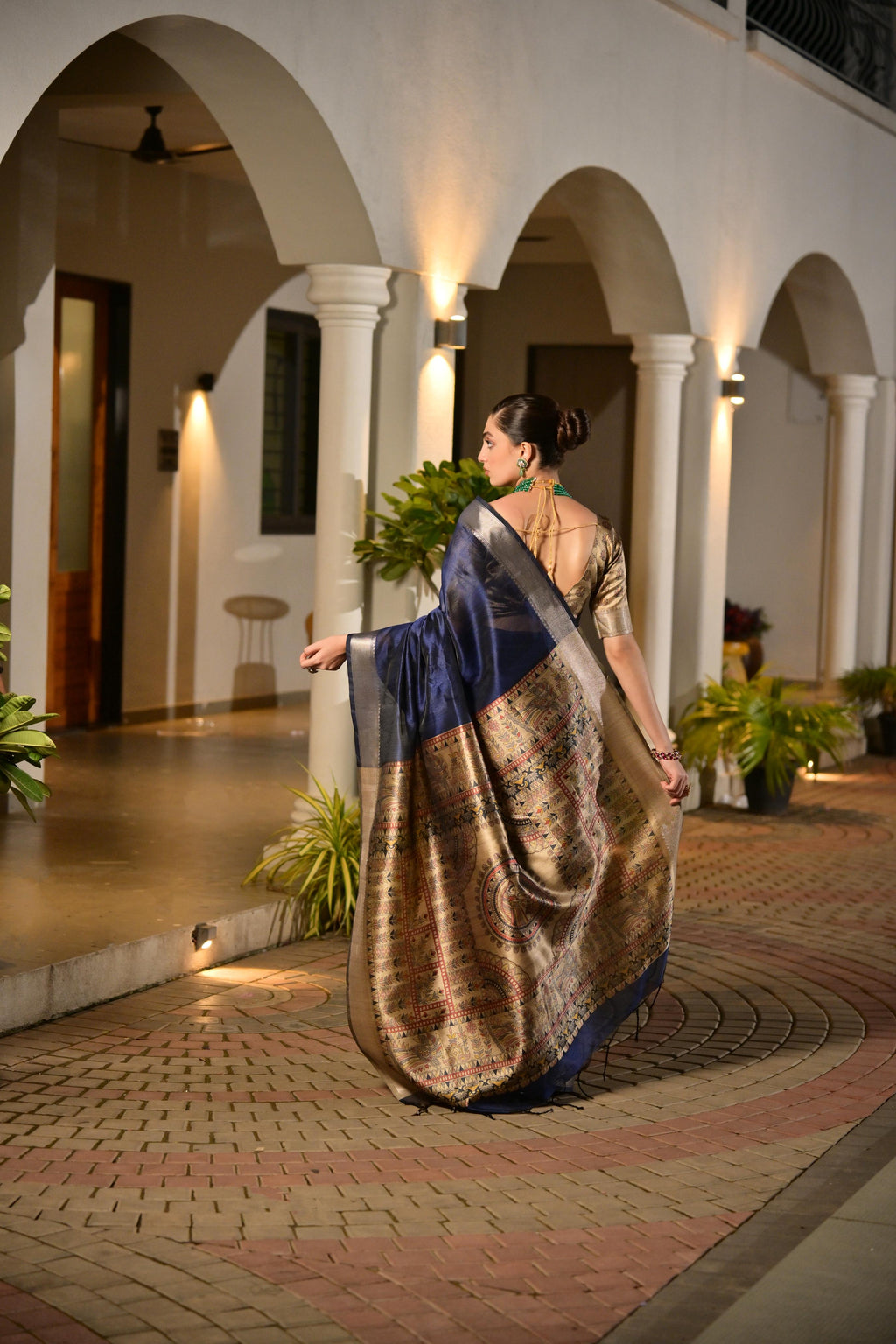 Jyoti Fashion Women's Navy Blue Soft Khadi Raw Silk Zari Woven Saree with Blouse - Distacart