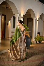 Jyoti Fashion Women's Green Soft Khadi Raw Silk Zari Woven Saree with Blouse - Distacart