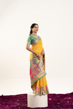 Jyoti Fashion Women's Yellow Banarasi Pashmina Soft Silk Zari Woven Saree with Blouse - Distacart