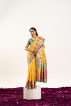 Jyoti Fashion Women's Yellow Banarasi Pashmina Soft Silk Zari Woven Saree with Blouse - Distacart