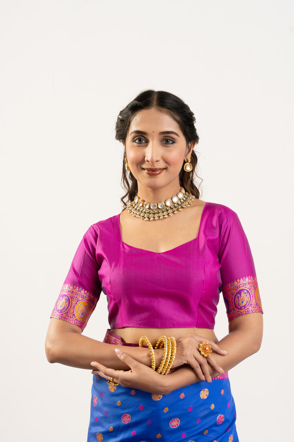 Jyoti Fashion Women's Blue Banarasi Pashmina Soft Silk Zari Woven Saree with Blouse - Distacart