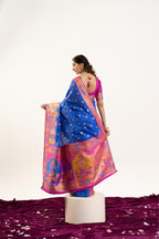 Jyoti Fashion Women's Blue Banarasi Pashmina Soft Silk Zari Woven Saree with Blouse - Distacart