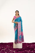 Jyoti Fashion Women's Turquoise Banarasi Pashmina Soft Silk Zari Woven Saree with Blouse - Distacart