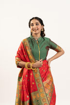 Jyoti Fashion Women's Red Banarasi Pashmina Soft Silk Zari Woven Saree with Blouse - Distacart
