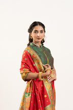 Jyoti Fashion Women's Red Banarasi Pashmina Soft Silk Zari Woven Saree with Blouse - Distacart