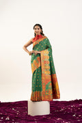 Jyoti Fashion Women's Green Banarasi Pashmina Soft Silk Zari Woven Saree with Blouse - Distacart
