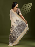 Jyoti Fashion Women's Coffee Soft Muga Cotton Kalamkari Woven Saree with Blouse - Distacart