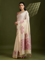 Jyoti Fashion Women's Pink Soft Muga Cotton Kalamkari Woven Saree with Blouse - Distacart