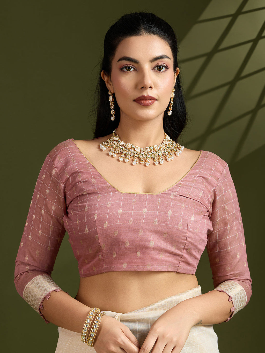 Jyoti Fashion Women's Pink Soft Muga Cotton Kalamkari Woven Saree with Blouse - Distacart
