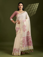 Jyoti Fashion Women's Pink Soft Muga Cotton Kalamkari Woven Saree with Blouse - Distacart