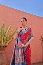 Jyoti Fashion Women's Rani Pink Paithani Silk Zari Woven Saree with Blouse - Distacart