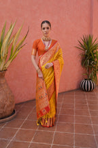 Jyoti Fashion Women's Yellow Paithani Silk Zari Woven Saree with Blouse - Distacart