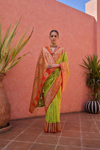 Jyoti Fashion Women's Pista Green Paithani Silk Zari Woven Saree with Blouse - Distacart