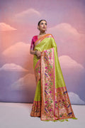 Jyoti Fashion Women's Parrot Green Paithani Silk Zari Woven Saree with Blouse - Distacart