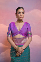 Jyoti Fashion Women's Rama Paithani Silk Zari Woven Saree with Blouse - Distacart