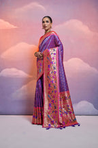 Jyoti Fashion Women's Royal Blue Paithani Silk Zari Woven Saree with Blouse - Distacart