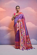 Jyoti Fashion Women's Royal Blue Paithani Silk Zari Woven Saree with Blouse - Distacart