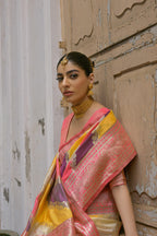 Jyoti Fashion Women's Multicolor Banarasi Silk Zari Woven Saree with Blouse - Distacart