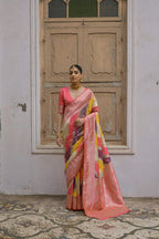 Jyoti Fashion Women's Multicolor Banarasi Silk Zari Woven Saree with Blouse - Distacart
