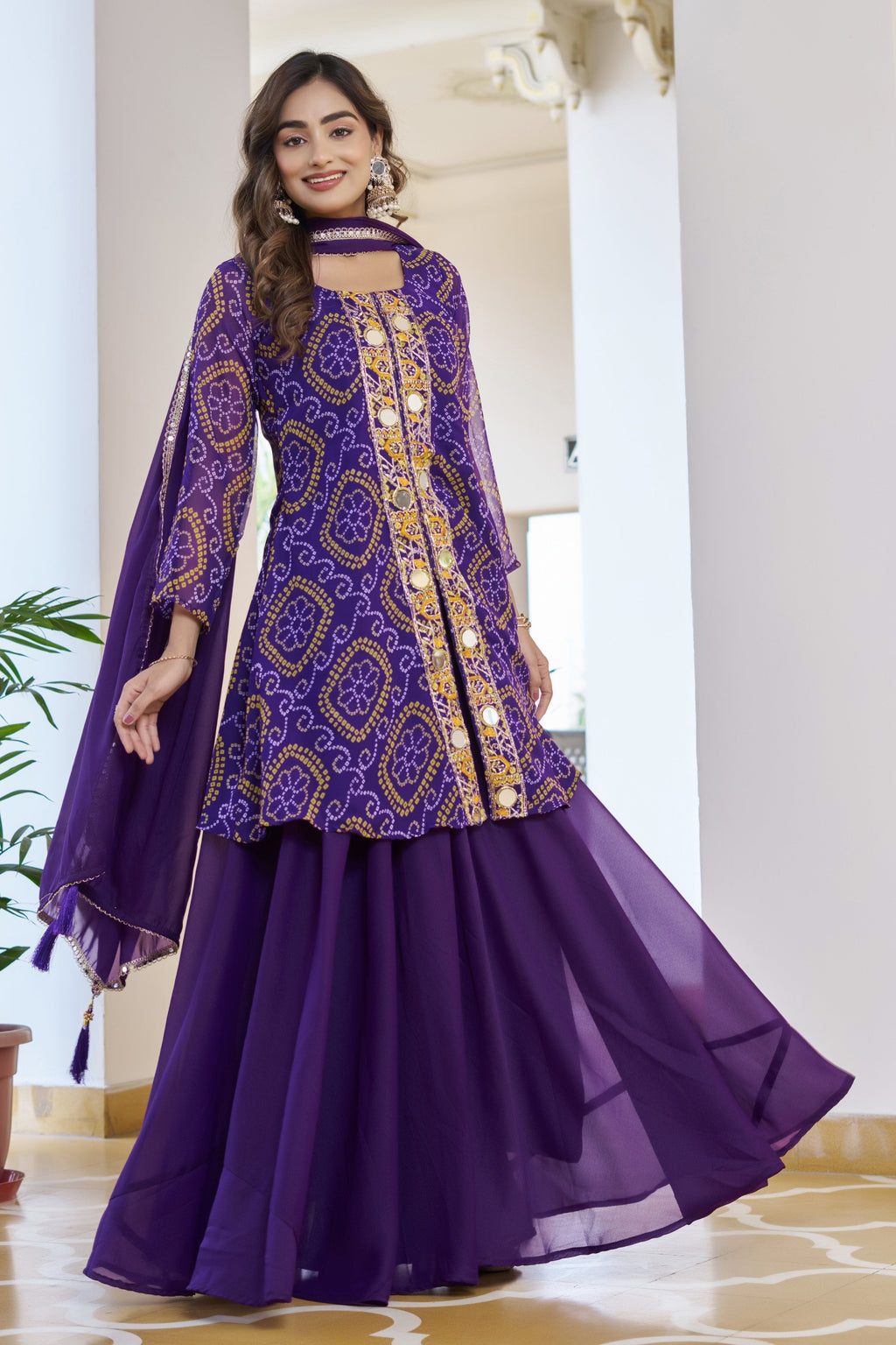 Jyoti Fashion Purple Faux Georgette Embroidered Designer Kurta Set with Dupatta - Distacart