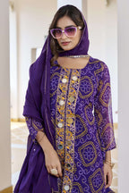 Jyoti Fashion Purple Faux Georgette Embroidered Designer Kurta Set with Dupatta - Distacart