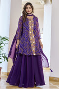 Jyoti Fashion Purple Faux Georgette Embroidered Designer Kurta Set with Dupatta - Distacart