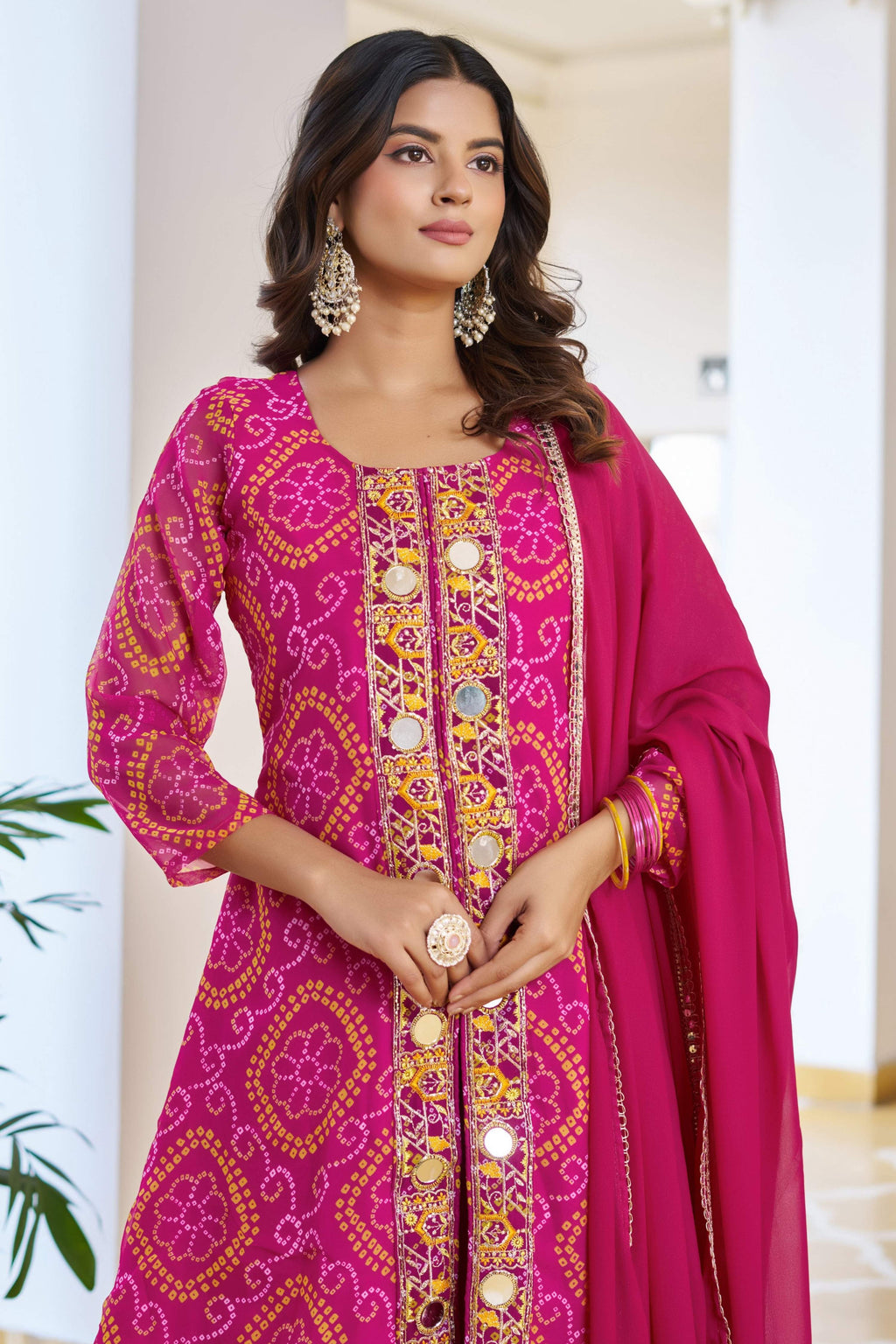 Jyoti Fashion Pink Faux Georgette Embroidered Designer Kurta Set with Dupatta - Distacart