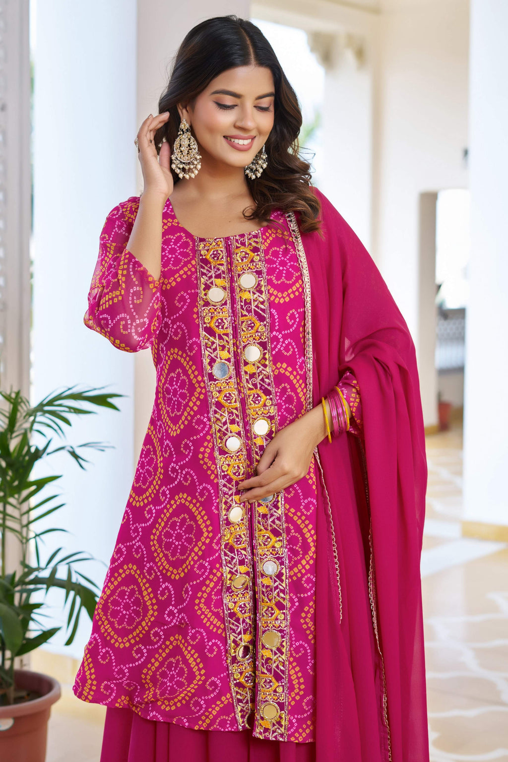 Jyoti Fashion Pink Faux Georgette Embroidered Designer Kurta Set with Dupatta - Distacart