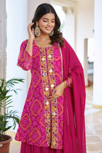 Jyoti Fashion Pink Faux Georgette Embroidered Designer Kurta Set with Dupatta - Distacart