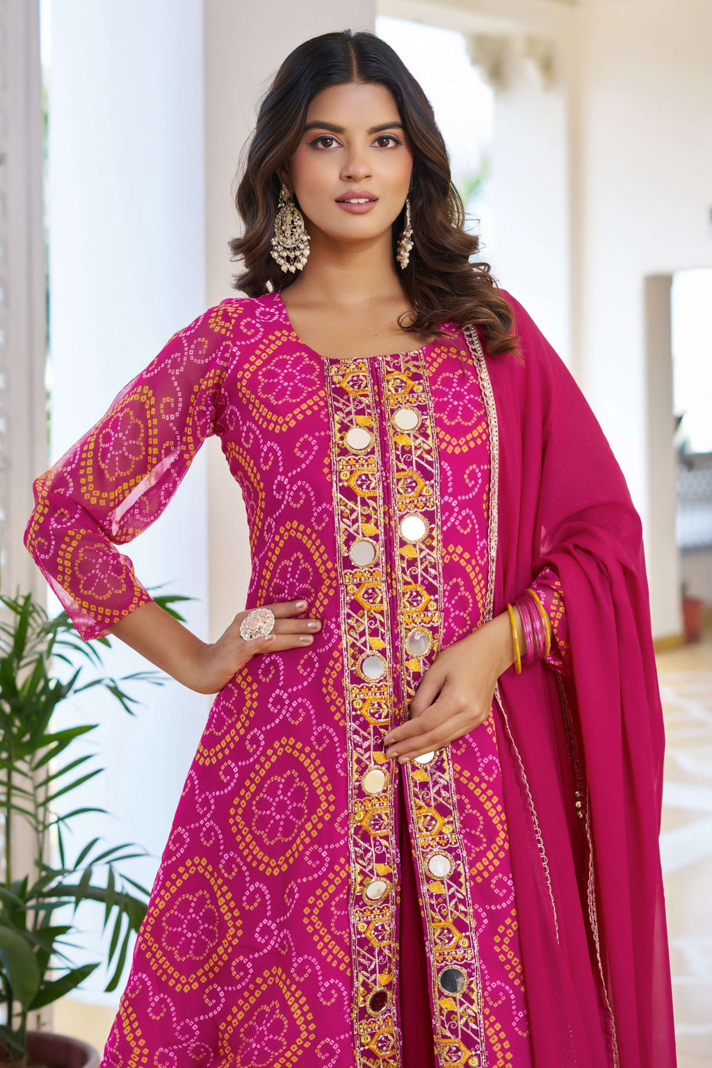 Jyoti Fashion Pink Faux Georgette Embroidered Designer Kurta Set with Dupatta - Distacart