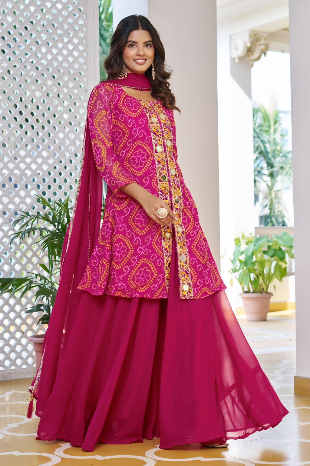Jyoti Fashion Pink Faux Georgette Embroidered Designer Kurta Set with Dupatta - Distacart