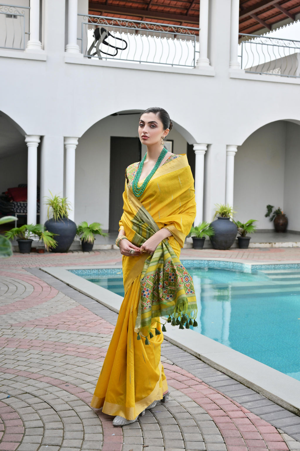 Jyoti Fashion Women's Yellow Khadi Raw Silk Meena Weaving Patola Saree with Blouse - Distacart