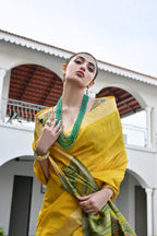 Jyoti Fashion Women's Yellow Khadi Raw Silk Meena Weaving Patola Saree with Blouse - Distacart